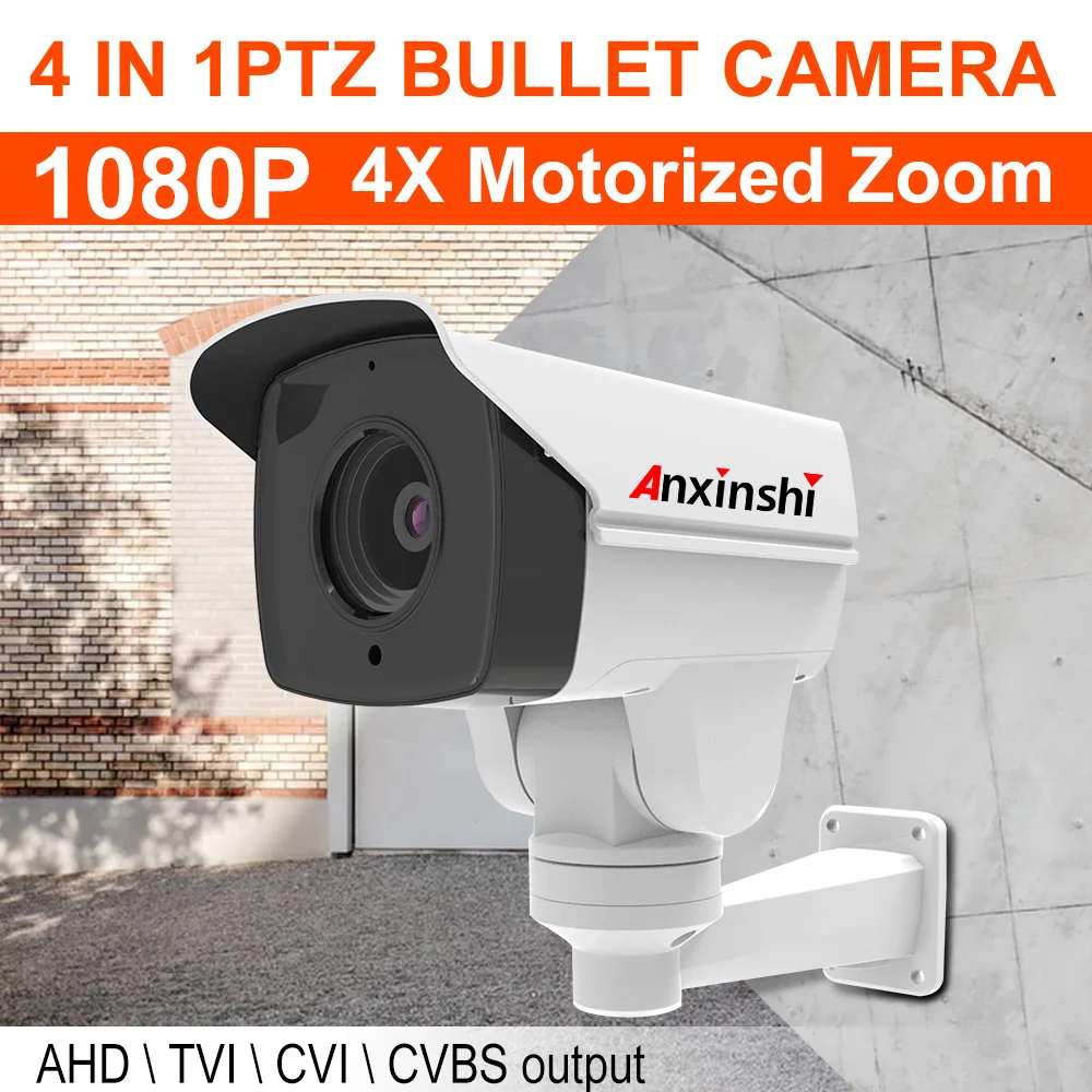 Anxinshi Analog CCTV Camera HD 1080P 4X Zoom 4-in-1 Security Bullet Camera Outdoor Metal Housing Camera Stock Clean Up