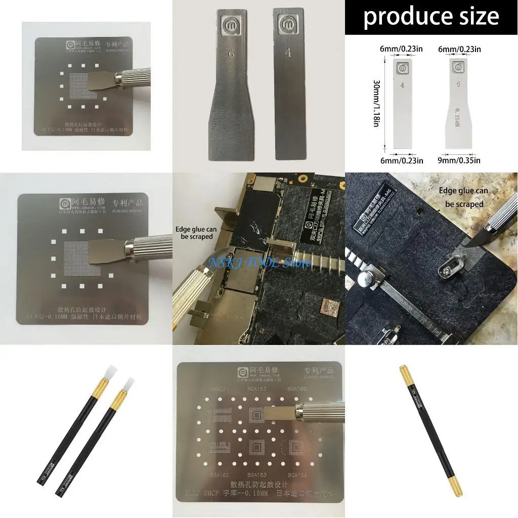 L8RC Thin Steel Blade Blade Handle For Motherboard Maintenance BGA Chip Cleaning