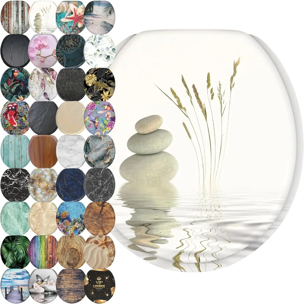

Soft Close Toilet Seat ROUND, Quiet and Slow Close Lid and Seats, Strong Bumpers and Hinges, Balance, Toilet Seat