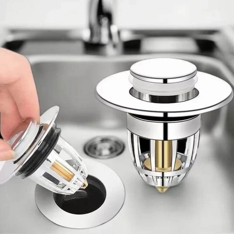 Einfach zu Bedienender Spülbecken-Abflussstopper, Chrom-Rückprallfilter, Universeller Haarfänger fürs Badezimmer