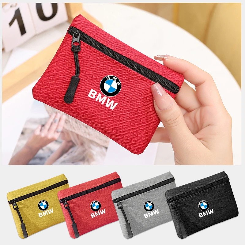 Zipper Purse Car Logo Key Case Coin Storage Bag Mini Wallet For BMW E46 E90 E60 F10 E39 F30 F10 E36 E87 E90 E70 E91 E30 G30 G20