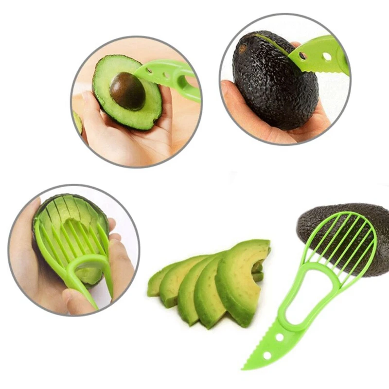 3 in 1 affettatrice di avocado shea corer burro frutta pelapatate taglierina separatore di polpa coltello di plastica utensili da cucina per verdure