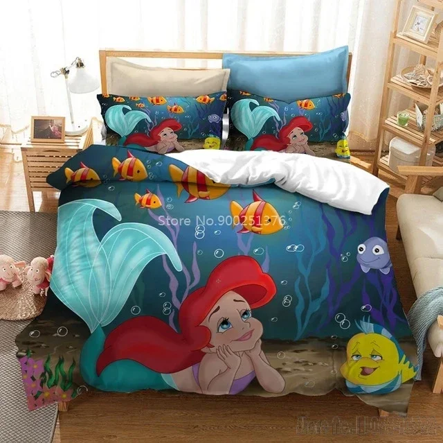 

3D Printed The Little Mermaid Ariel Duvet Cover Set HD Comforter Cover for Kids Bedding Sets Bedclothes Bedroom Decor