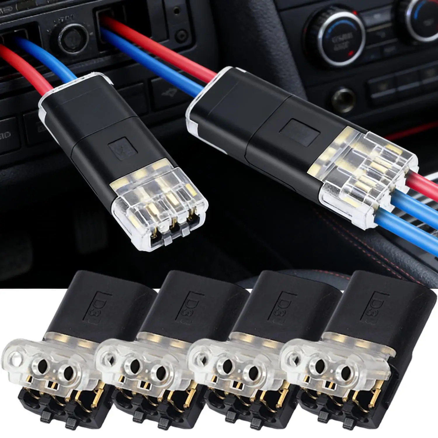 

40 шт./компл. Универсальные надежные электрические соединители для проводов без зачистки изоляции, разъемы для соединения кабелей, съемные автомобильные клеммы-вилки