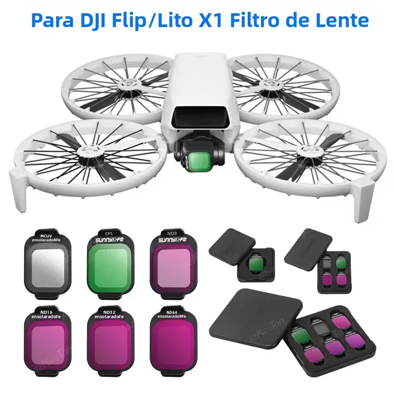 Kit de Filtros de Lente para DJI Flip LITO X1 CPL UV ND8 ND16 ND32 ND64, Filtros Leves para Câmera, Acessórios para Drone LITO Flip