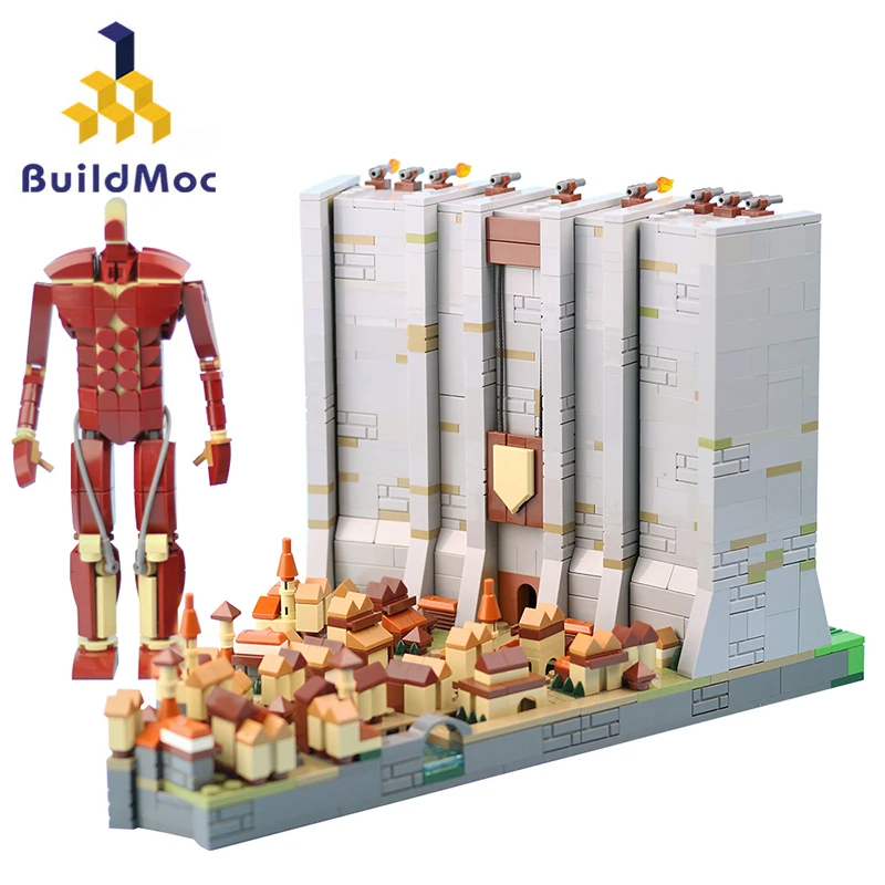 

Buildmoc Titan Attack The Wall Giant Eren Ideas MOC Set Building Blocks Kits Toys for Children Kids Gifts Toy 1609PCS Bricks