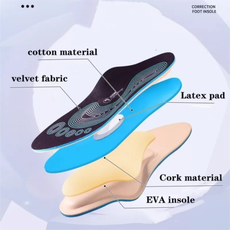 Cork Flat Foot Arch Support Orthopedic Insoles X-shaped Lower Leg Shape Correction