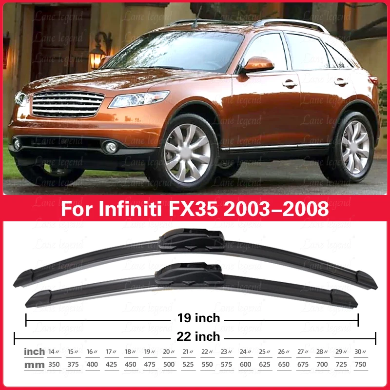 

Car Wiper Blade For Infiniti FX35 22"+19" 2003-2008 Auto Windscreen Windshield Wipers Blades Window Wash Fit U Hook Arms