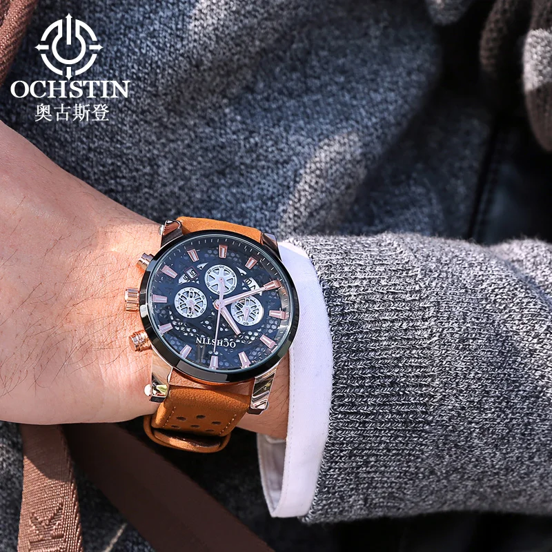 Ochstin 2026 New Pilot Series Trendy Personalized Multi Functional Automatic Quartz Movement Men's Quartz Watch
