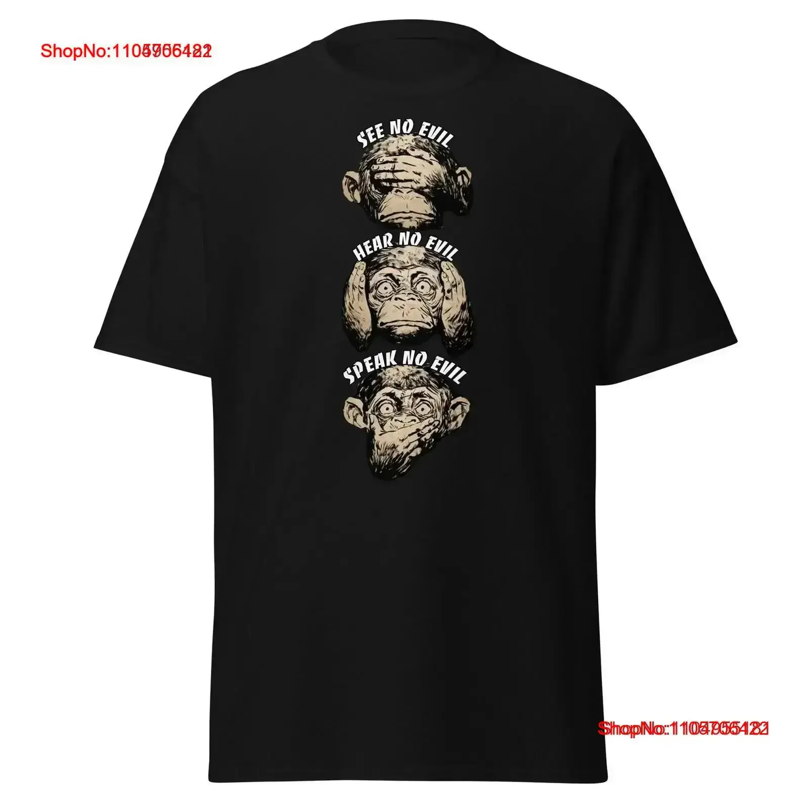 Three Wise Monkeys T Shirt vintage Washed Stretched Casual graphic Breathable Comfortable Stylish Soft fashion vintage Washed