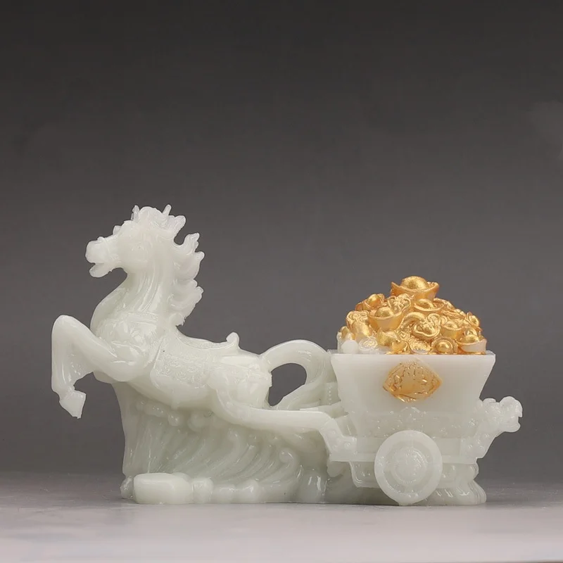 

Chinese Carved Horse Statue Ornament, Feng Shui Success Decor Living Room Home Decor Craft modern exquisite handicrafts
