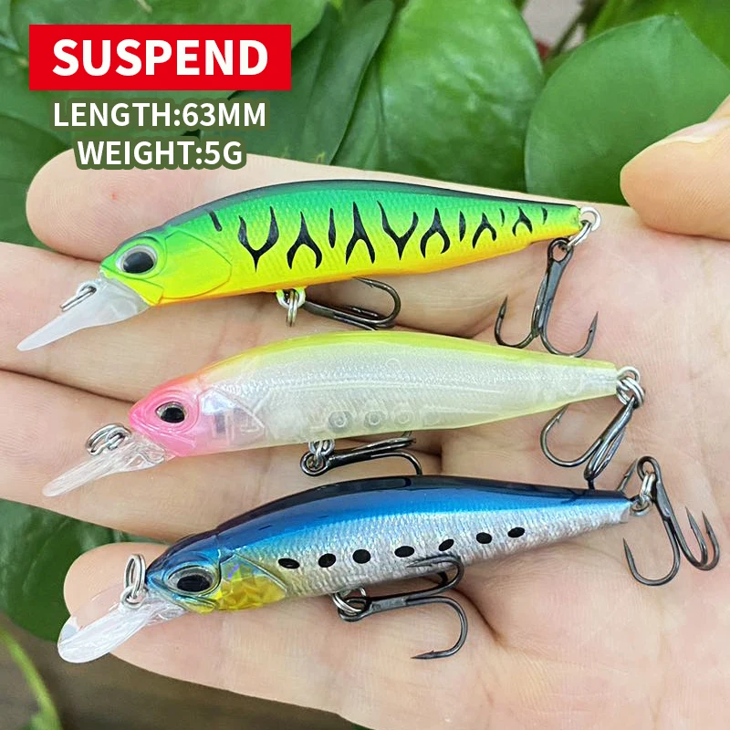 1Pcs Minnow Suspending 63SP Hard Bait 63mm 5g Pike Bass Jerkbait Wobbler Isca Pesca Fishing Tackle Hard Bait 9063