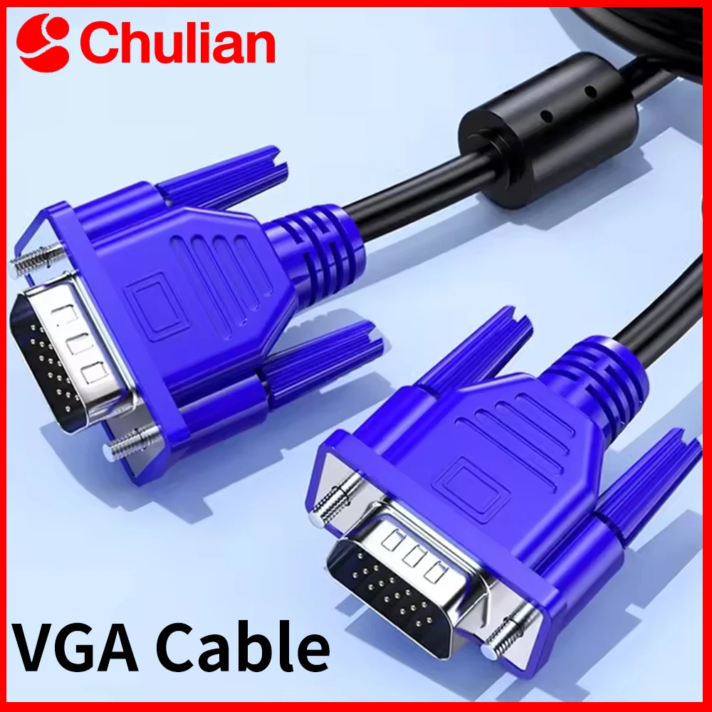 Cable VGA 3 5 macho a macho de alta definición para ordenador, proyector, monitor, cable de datos de vídeo con anillo magnético