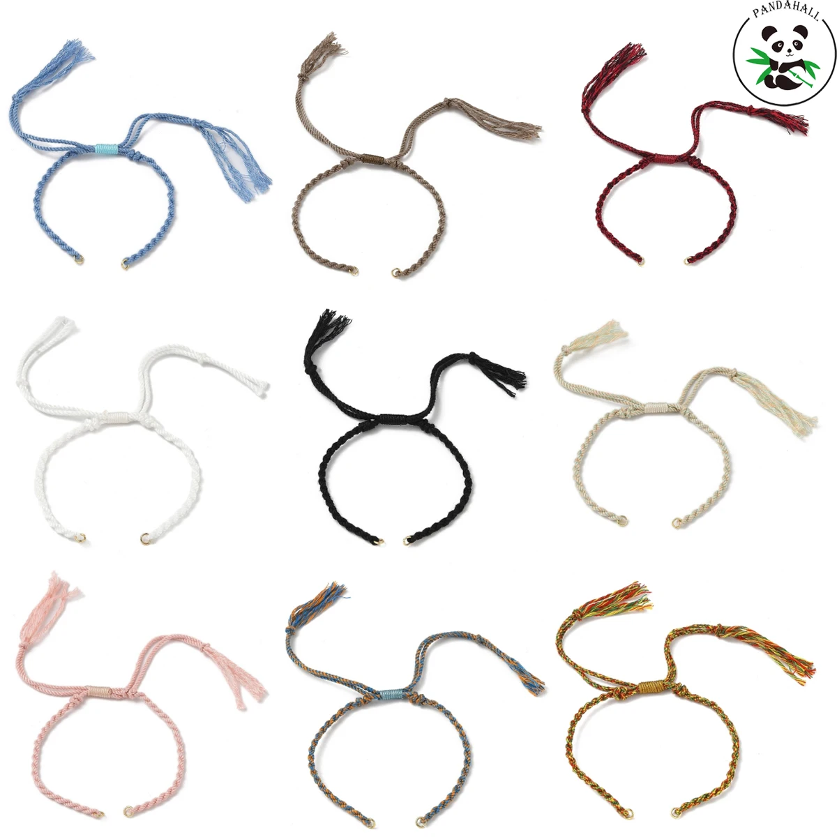 

10Pcs Braided Cotton Bracelet Cord Adjustable Half Finished Beaded Link Bangle Charm for Jewelry Making Craft DIY Accessories