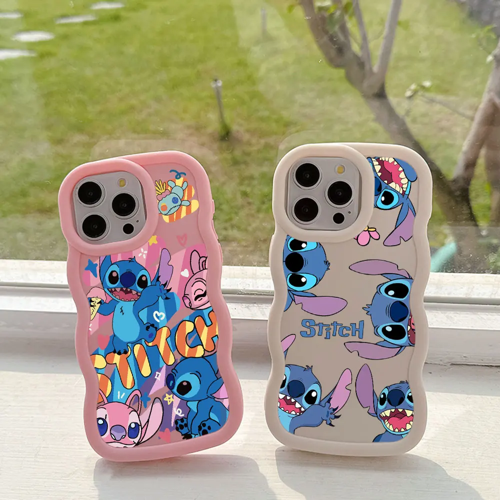 Cute Stitch Couple Love Phone Case For OPPO Reno 2 4 5 6 7 7Z 8 8T 10 11 Z Pro 4G 5G Candy Color Soft TPU Back Cover