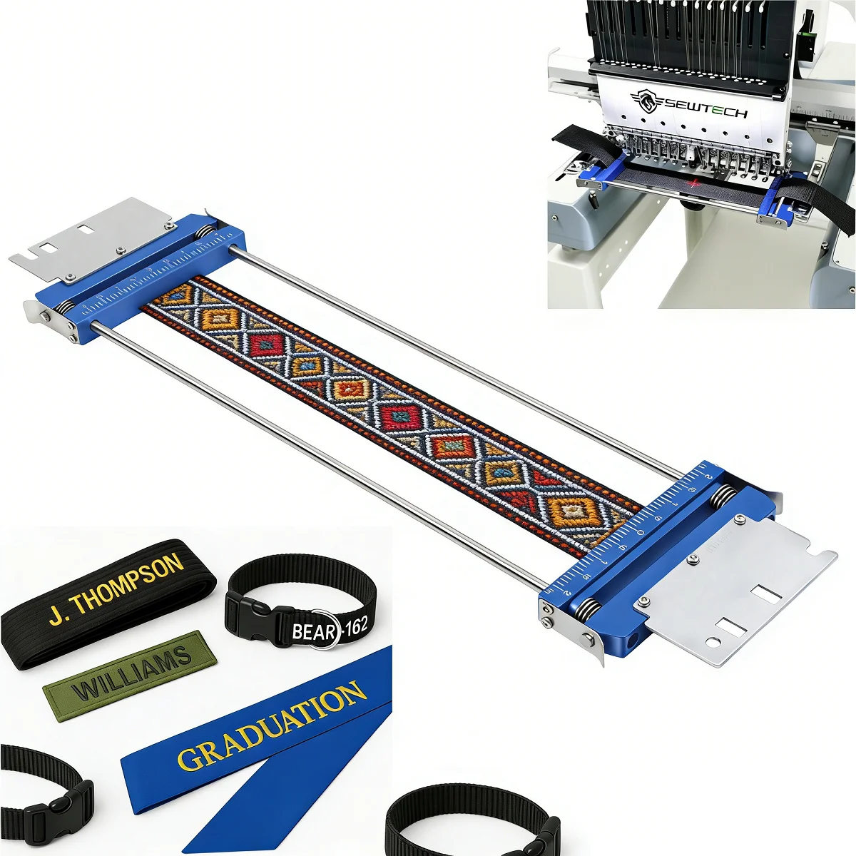 2.6x7.8inch/65x200mm  Metal Belt Embroidery Hoop for Smartstitch Embroidery Machine | Metal Frame Ideal for Karate Belts,