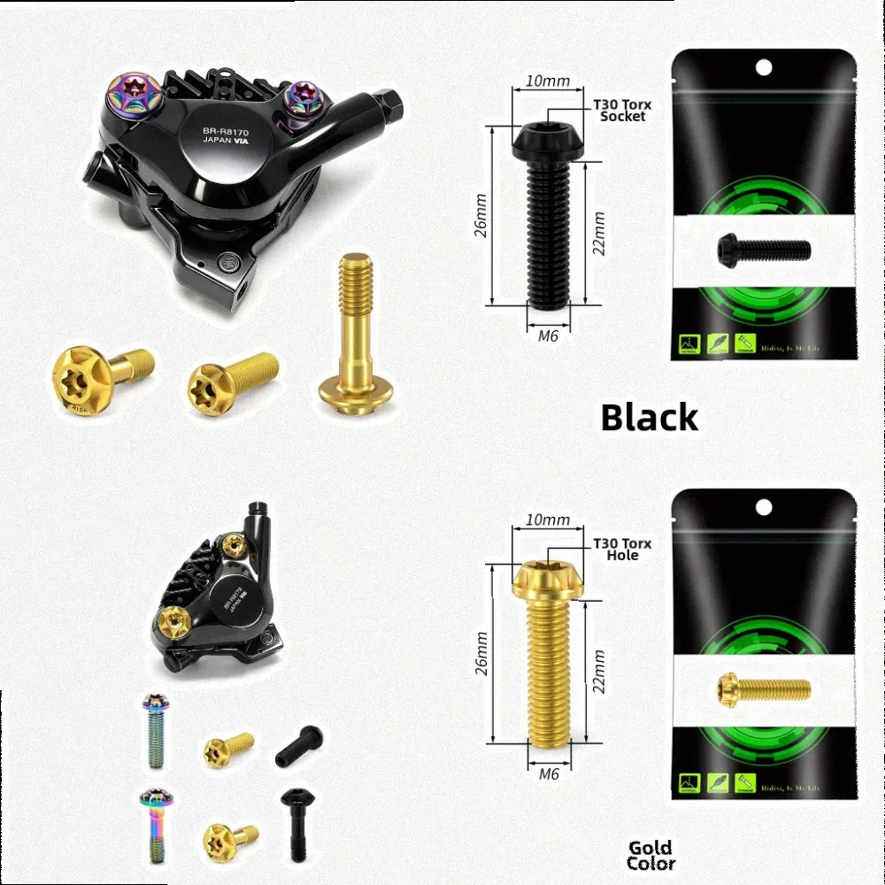 /M6x22 /M6x24 /For T30 For Torx Screws For Road Bike Disc Brake Caliper R7070 8170 R4770 Alloy Fixing Bolts With O For Ring Cycl