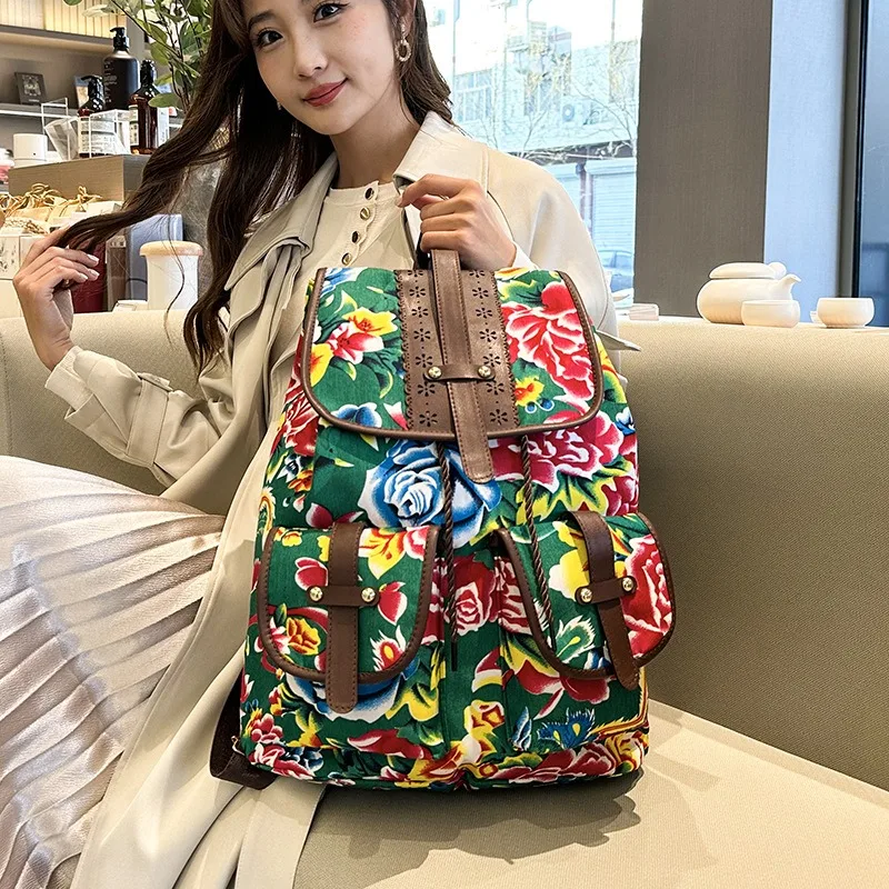 Ethnische Blume Rucksack Mode neue Taschen für Frauen große Kapazität lässig Schult asche Persönlichkeit Muster Tasche süß trend iges Design