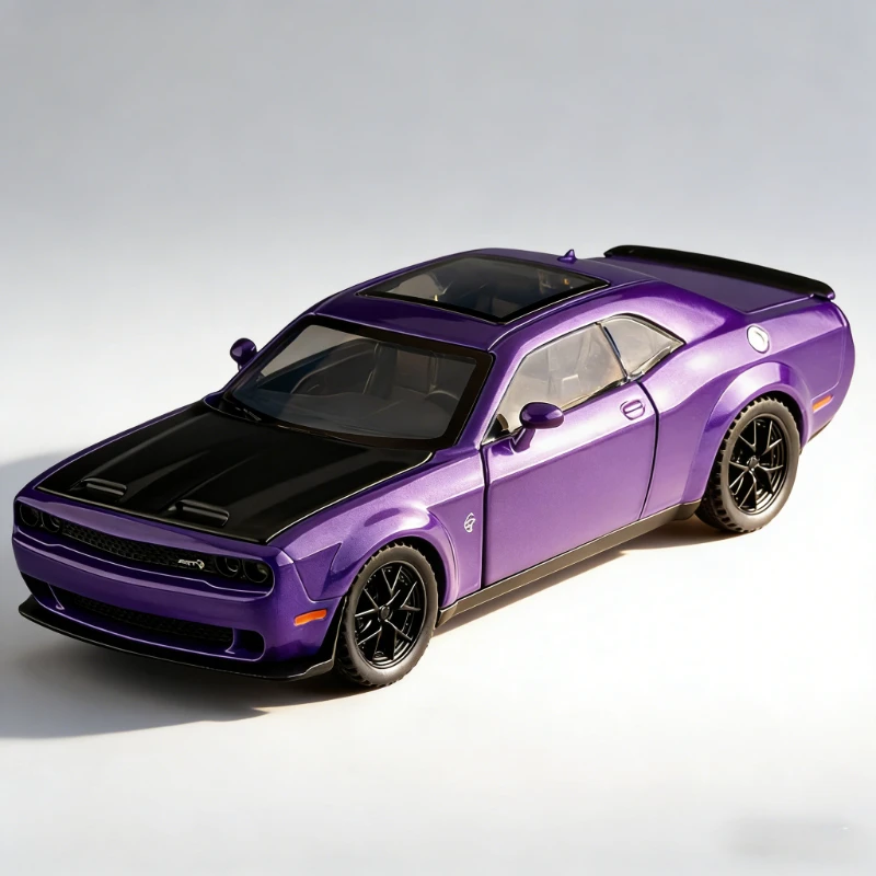 

1:32 Simulation model Dodge Hellcat sports car model with sound and light can open the door small toy ornament