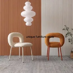 Household Nordic Designer Donut Chair Modern Minimalist Dining Chair Ins Wind Makeup Stool Lamb Velvet Comfortable Back Chair