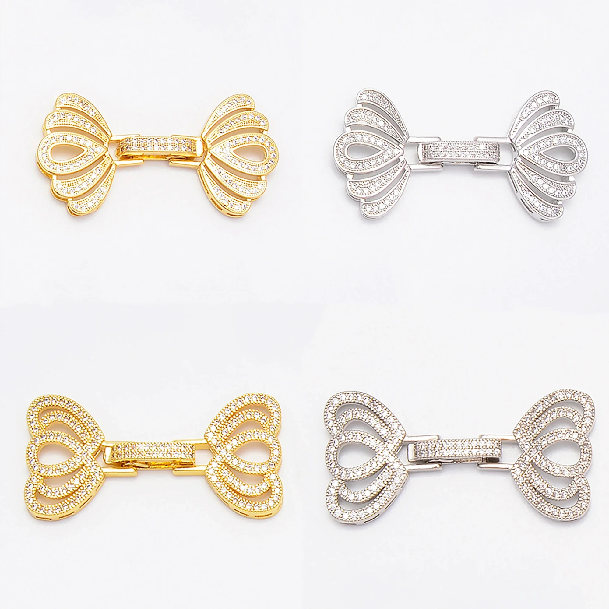 Heart Shape Flower Connector for Clavicle Chain Necklace Making Diy Bracelet Jewelry Accessories Pave Zircon Brass Connect Clasp