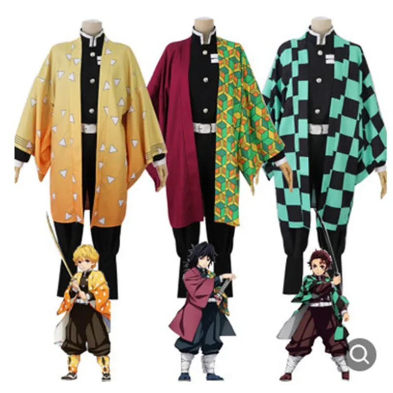 HN8 Anime Kimetsu No Yaiba Tanjirou Kamado Nezuko Cosplay Women and Men Kimono Kids Cosplay Costume Sets8…Gf