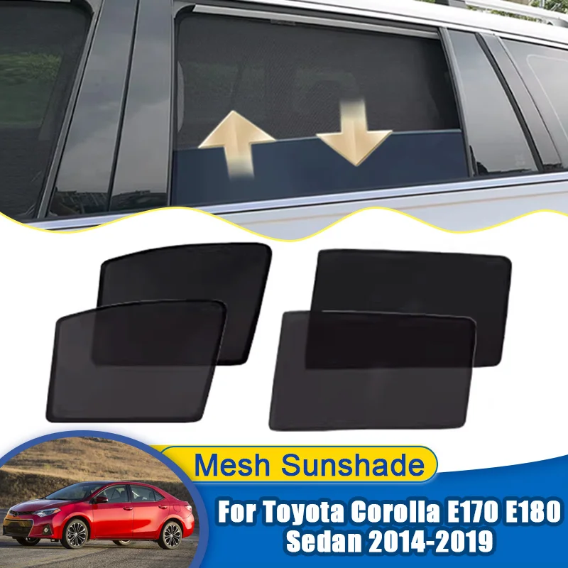

Солнцезащитные козырьки для Toyota Corolla E170 E180 Sedan 2014-2019, сетчатые солнцезащитные шторки на боковые окна, защита от солнца, шторки для конфиденциальности, автомобильные аксессуары