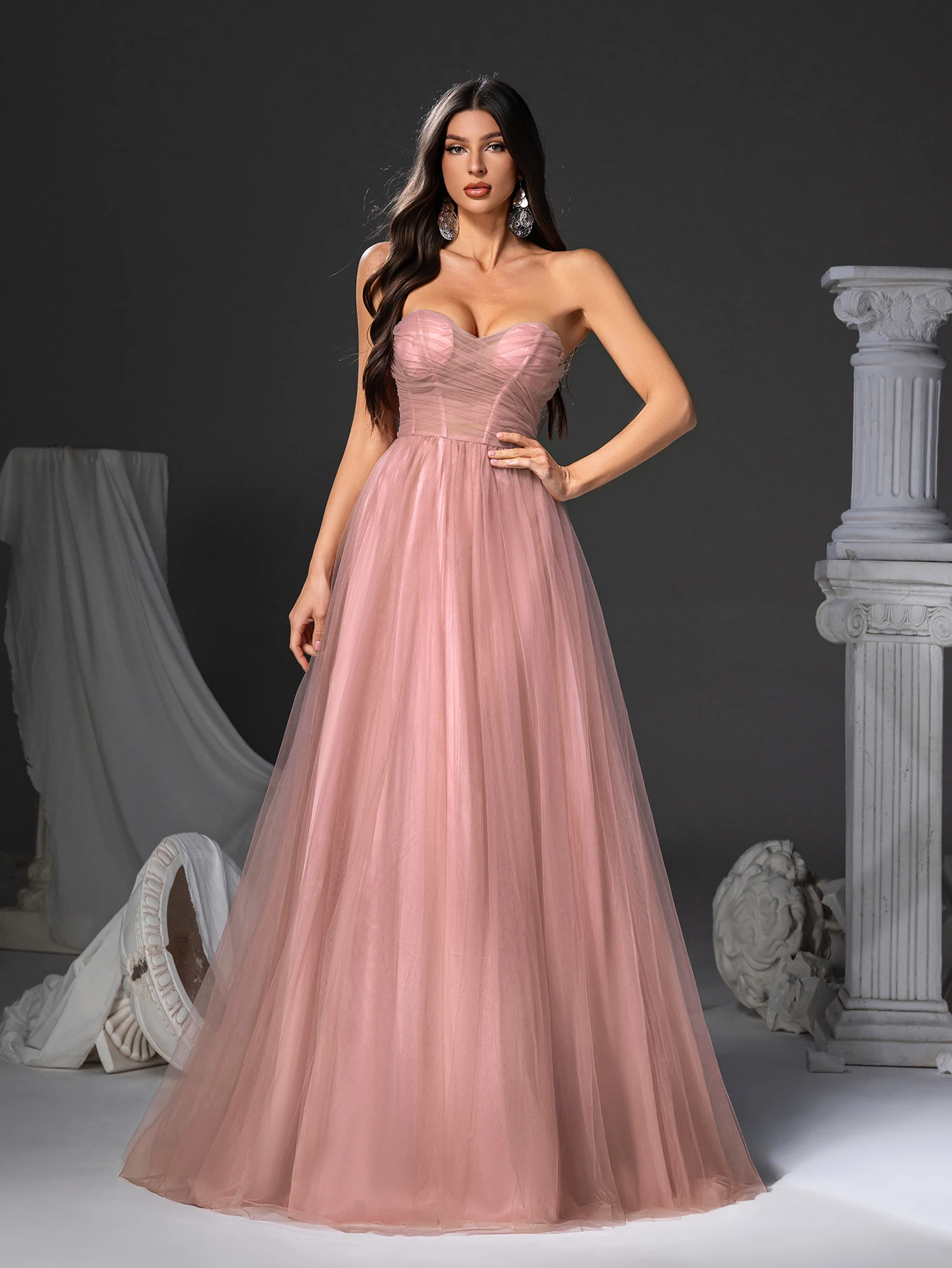 

Mesh Tube Top A-Line Gown
