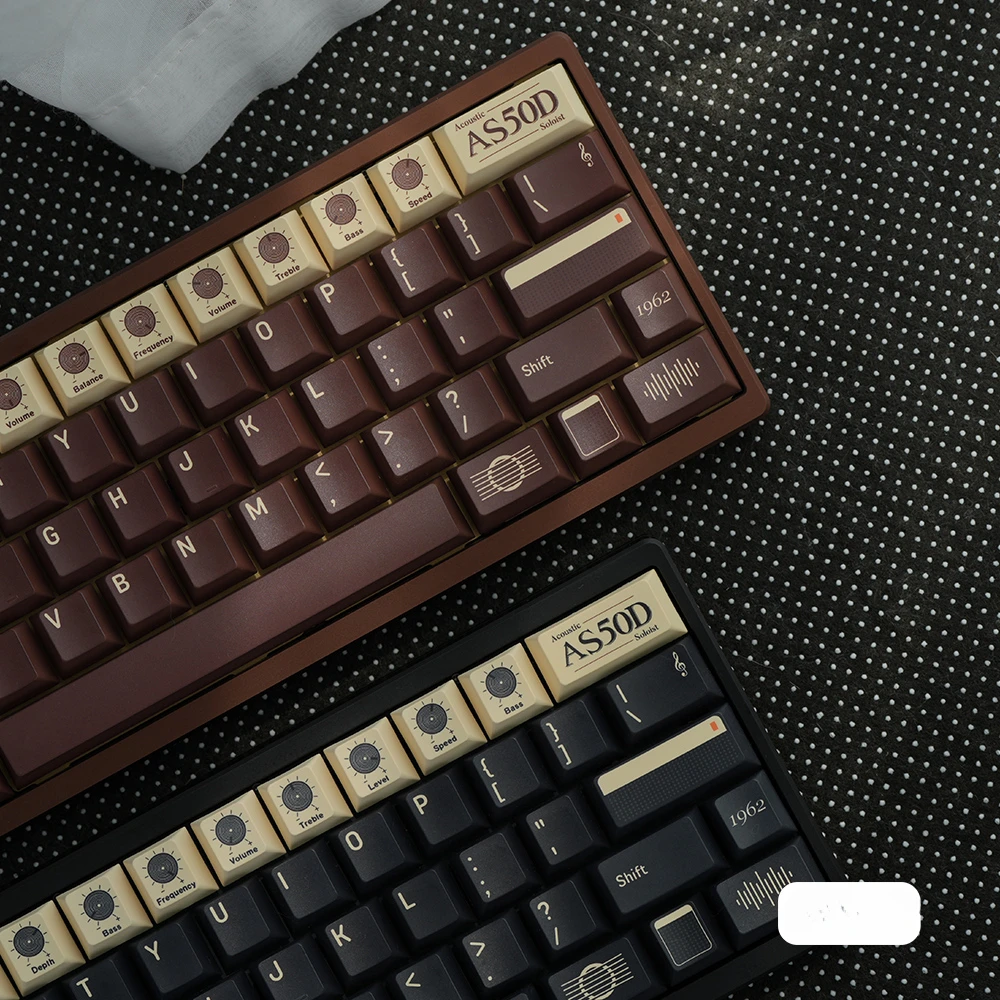 Coffee AS50D Theme Keycaps Set PBT Sublimation Retro Keyboard Keycaps Cherry Profile Keycaps for Mechanical Keyboard Accessories