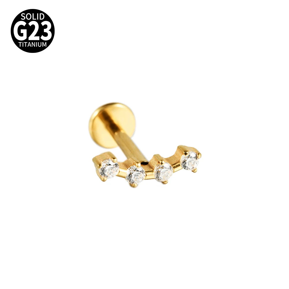 G23 Solid Titanium CZ Flower Moon Cartilage Earring