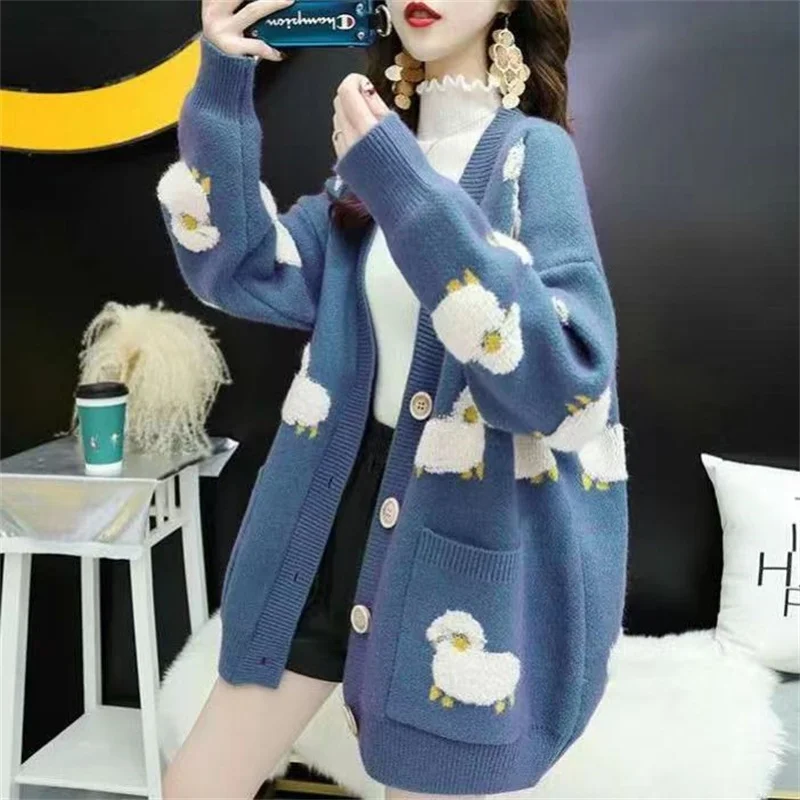 

Высококачественный женский вязаный кардиган, свитер, верхняя одежда, V-Ne Long Sve, стандартный крой, осенний сезон, Faion от Nan You