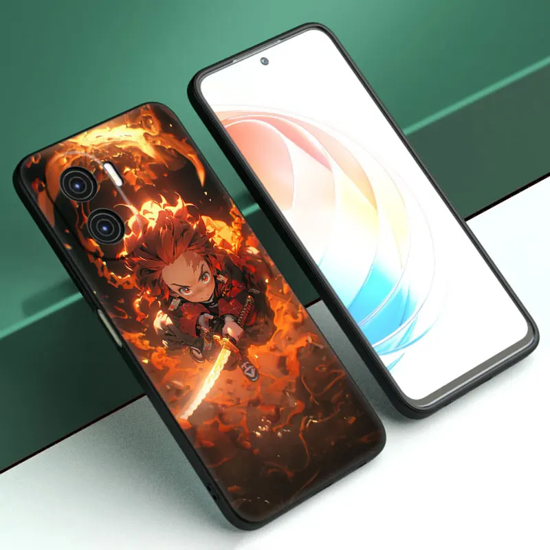 Anime Tanjiro Kamado Cartoon Cover Black Etui na telefon dla Honor X5 Plus X6 X7 X8 X6A X6S X7A X8A X9A X9B 70 90 Lite X30i X40i X50i
