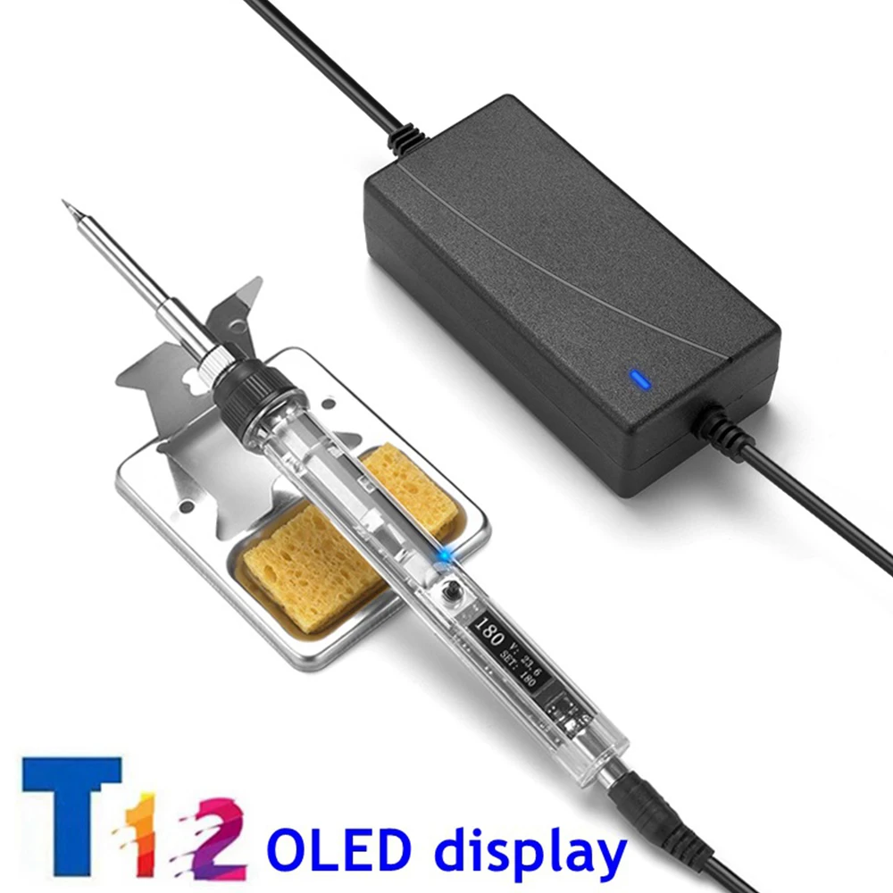 Digital OLED T12 Mini Soldering Iron Set DC 12-24V 72W Adjustable Temperature Portable Electric Welding Solder Tip Station Tools