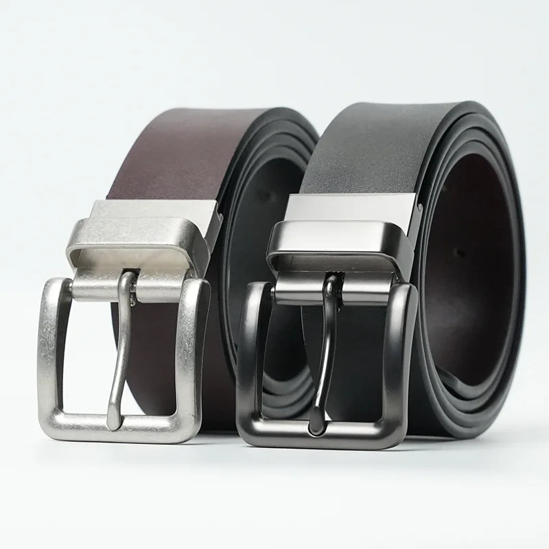 

Высококачественный мужской ремень из натуральной кожи — дизайн с пряжкой, подходящий для делового повседневного использования и джинсовой одежды Кожаный ремень