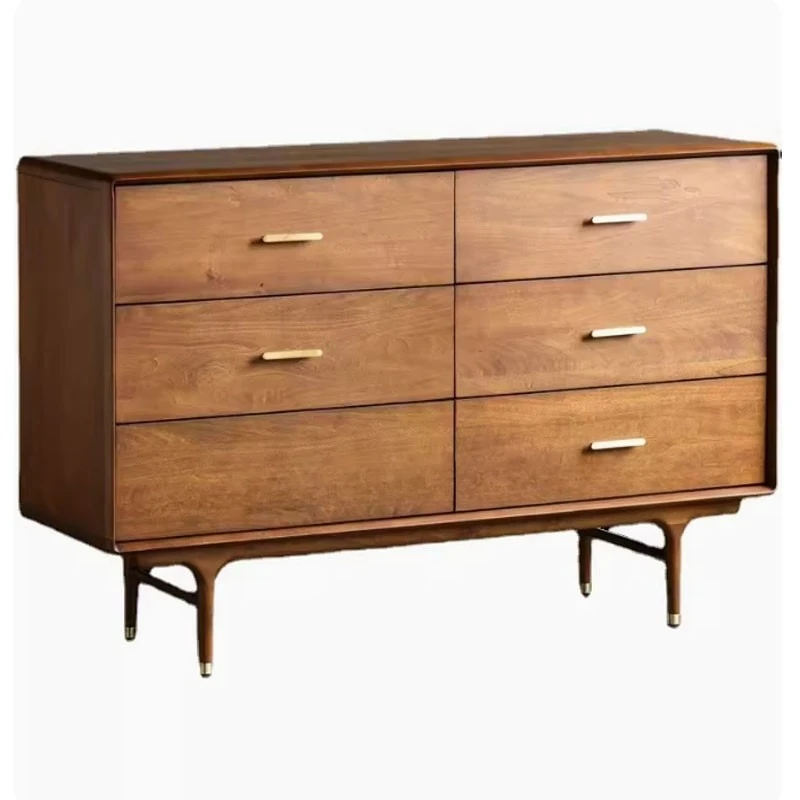 

Nordic black walnut locker medieval cherry wood retro color solid wo od simple six chest cabinet