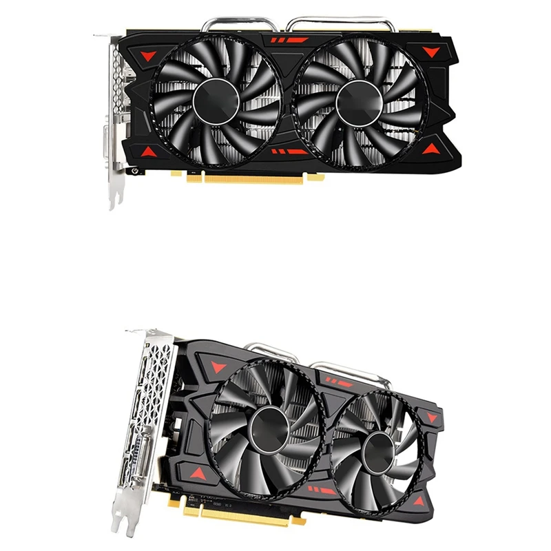 Placa gráfica preta dupla do jogo do fã, radiador do computador do Desktop, 1 grupo, RX580, 8G, 7000Mhz