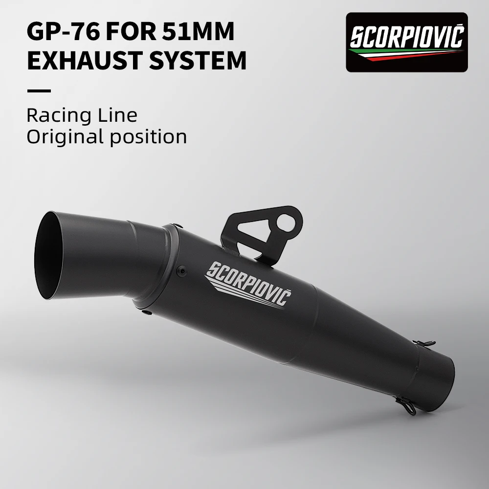 

For GP-76 ZX25R,Z800,Z900,ZX6R,MT07,MT-09,S1000RR ZX4R 51MM universal motorcycle exhaust pipe tail section muffler
