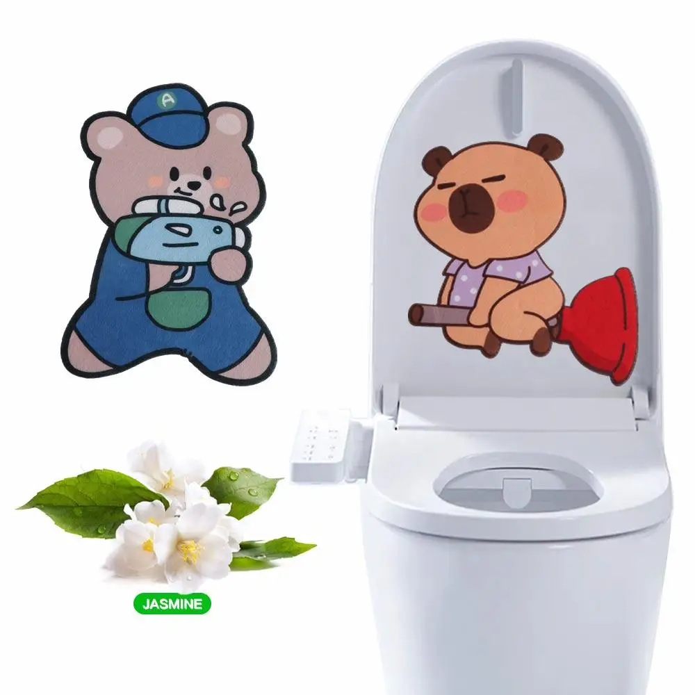 Cartoon Toilet Deodorant Stickers Cute Funny Thick Felt Deodorant Sticker Portable Lemon Jasmine Fragrant Paster Remove Odor