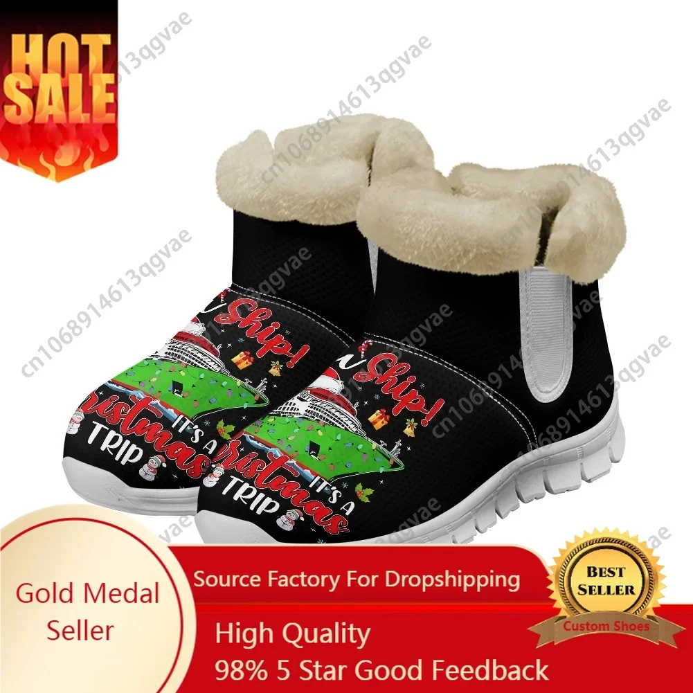 

Christmas Family Cruise 2025 Lover Snow Boots Mens Womens Teenager Shoes Keep Warm High Quality Couple Sports Custom Sneakers