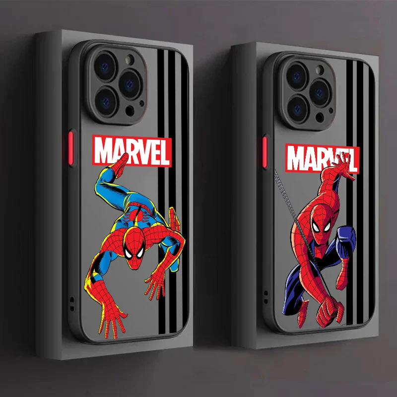 SpiderMan Deadpool Heroic Frosted Translucent For Apple iPhone 16 15 14 13 12 11 XS XR X Pro Max Plus Mini Back Phone Case