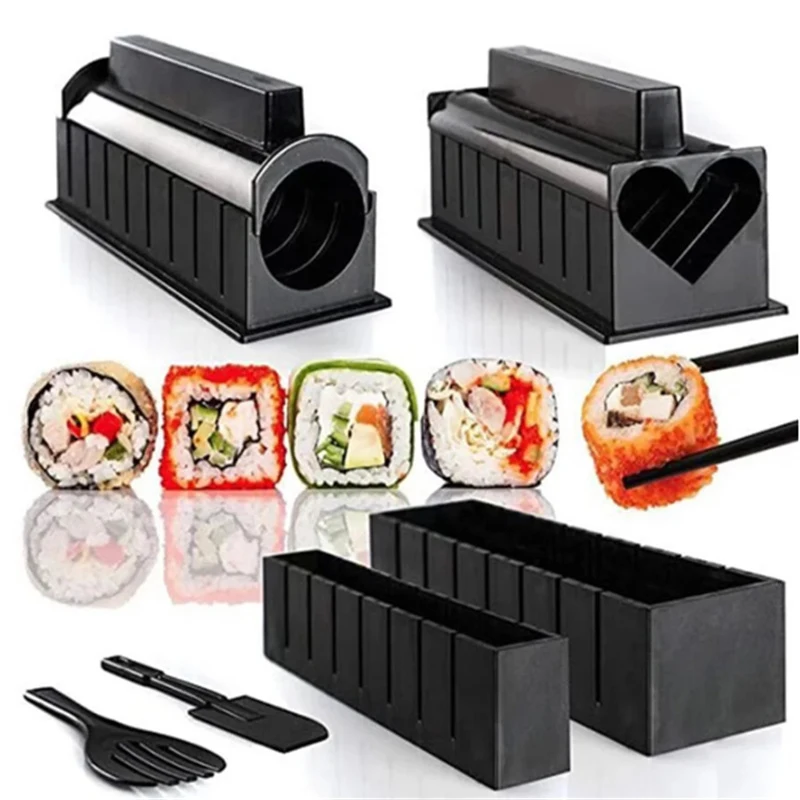 10 unids/set DIY Kit para hacer Sushi rollo para hacer Sushi rollo de arroz molde herramientas de cocina herramientas de cocina de Sushi japonés herramientas de cocina