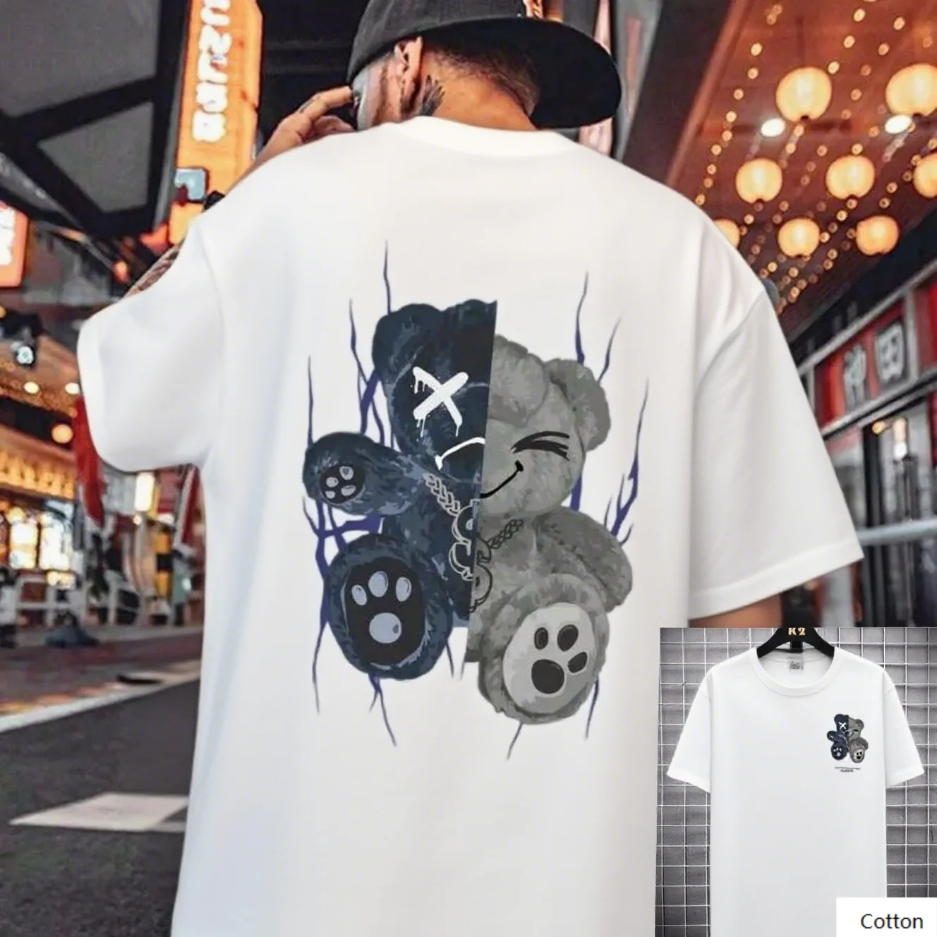 

Хлопковая футболка с разрезом в городском стиле и плюшевым мишкой с надписью «Привет хороший каждый день» с надписью «Прибытие», крутой топ, футболка S-4XL