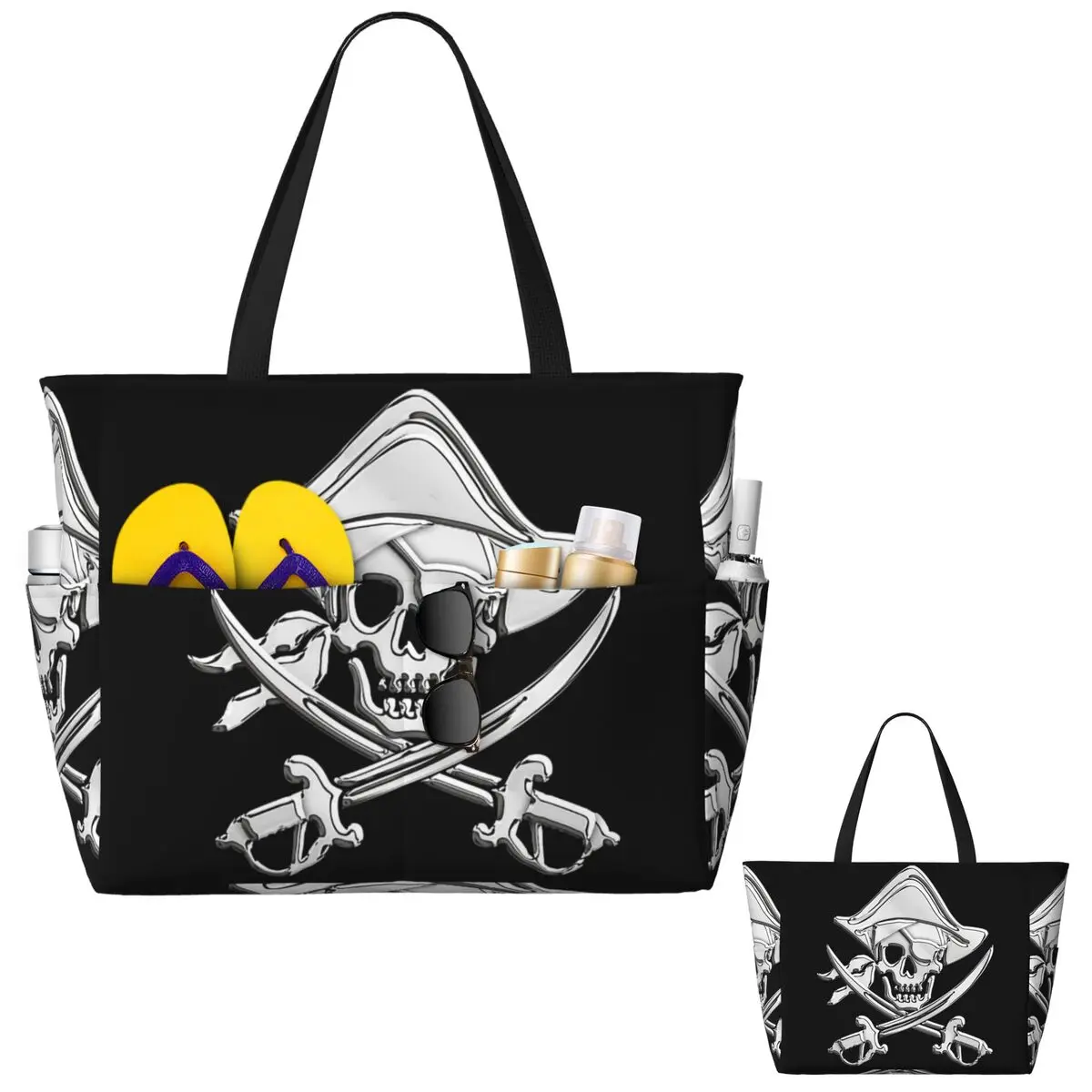 الكروم بحري القراصنة عظمتين متقاطعتين حقيبة حمل على الشاطئ الرياضة رياضة اليوغا واق من المطر كبير حمل حقيبة المرأة حقيبة سفر حقيبة اللياقة البدنية