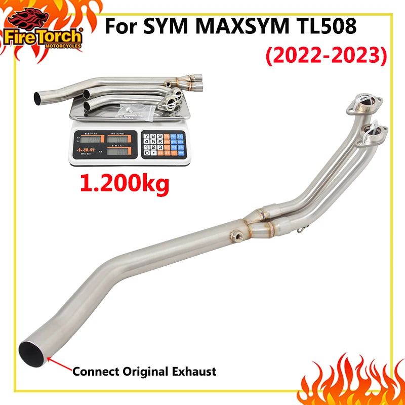 

Slip On For SYM Maxsym TL508 TL 508 2022 2023 Motorcycle Exhaust Escape System Front Link Pipe Connect Original Muffler Tube