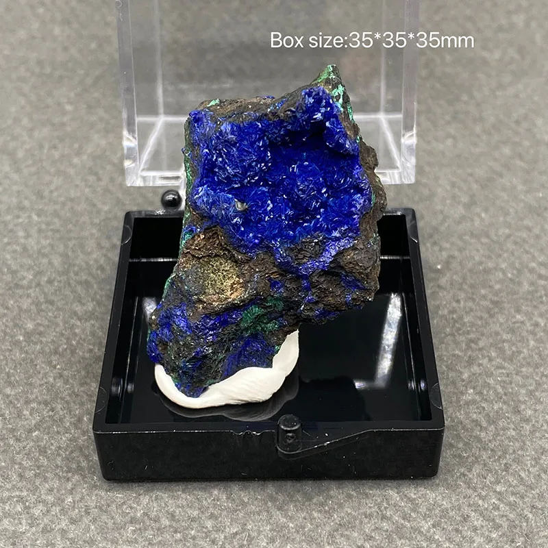 100% natural azurite mineral specimen  Home decoration ornaments+ Box size:35*35*35mm