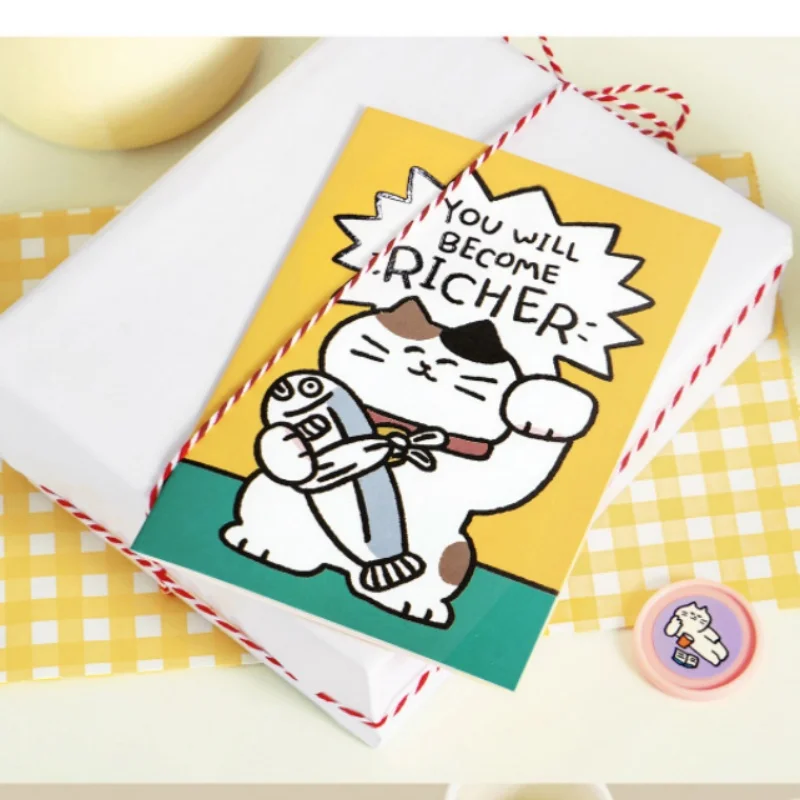 

4Pcs/Set Birthday UV Greeting Card Cute Cartoon Message Card Holiday Wishes with Envelope You Will Become Rich
