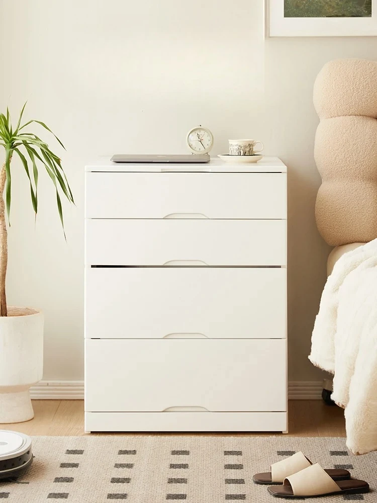 Solid wood clamshell with mirror integrated makeup table small apartment storage simple bedside table