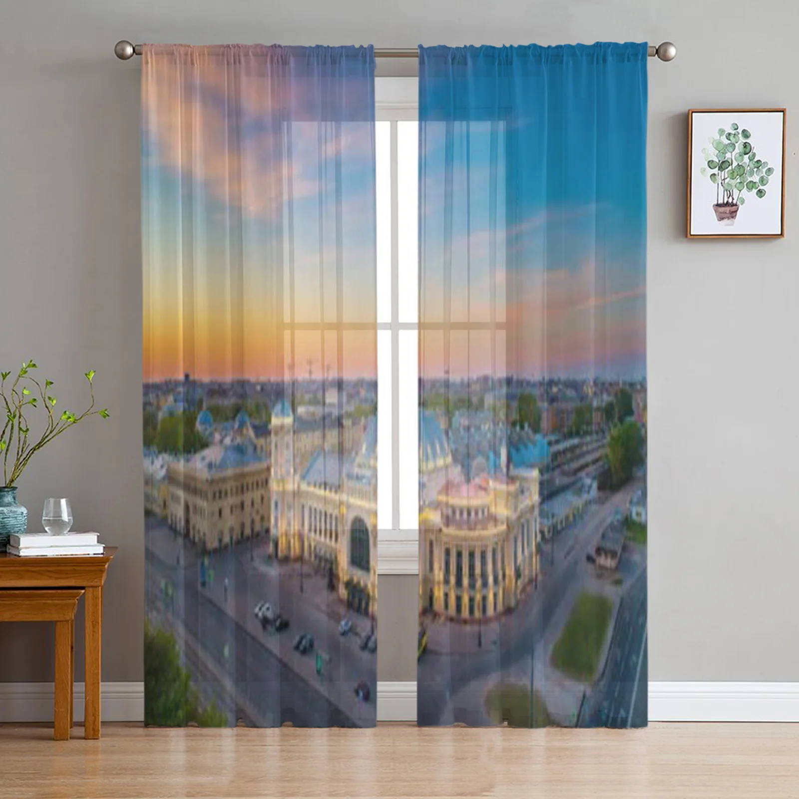 

Vitebsk Railway Station Sheer Curtains for Living Room Transparent Tulle Window Curtain Bedroom Kitchen Home Decor Veil Drapes