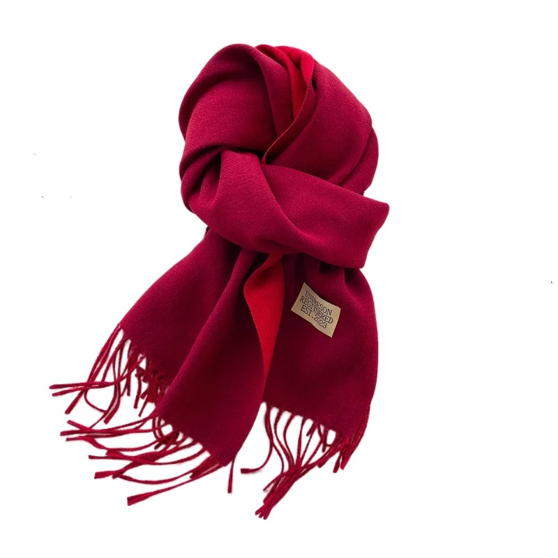 Elegant Tassel Imitation Wool Scarf Two-sided Thicken Cashmere Shawl Multicolor Winter Long Shawl Women/Men