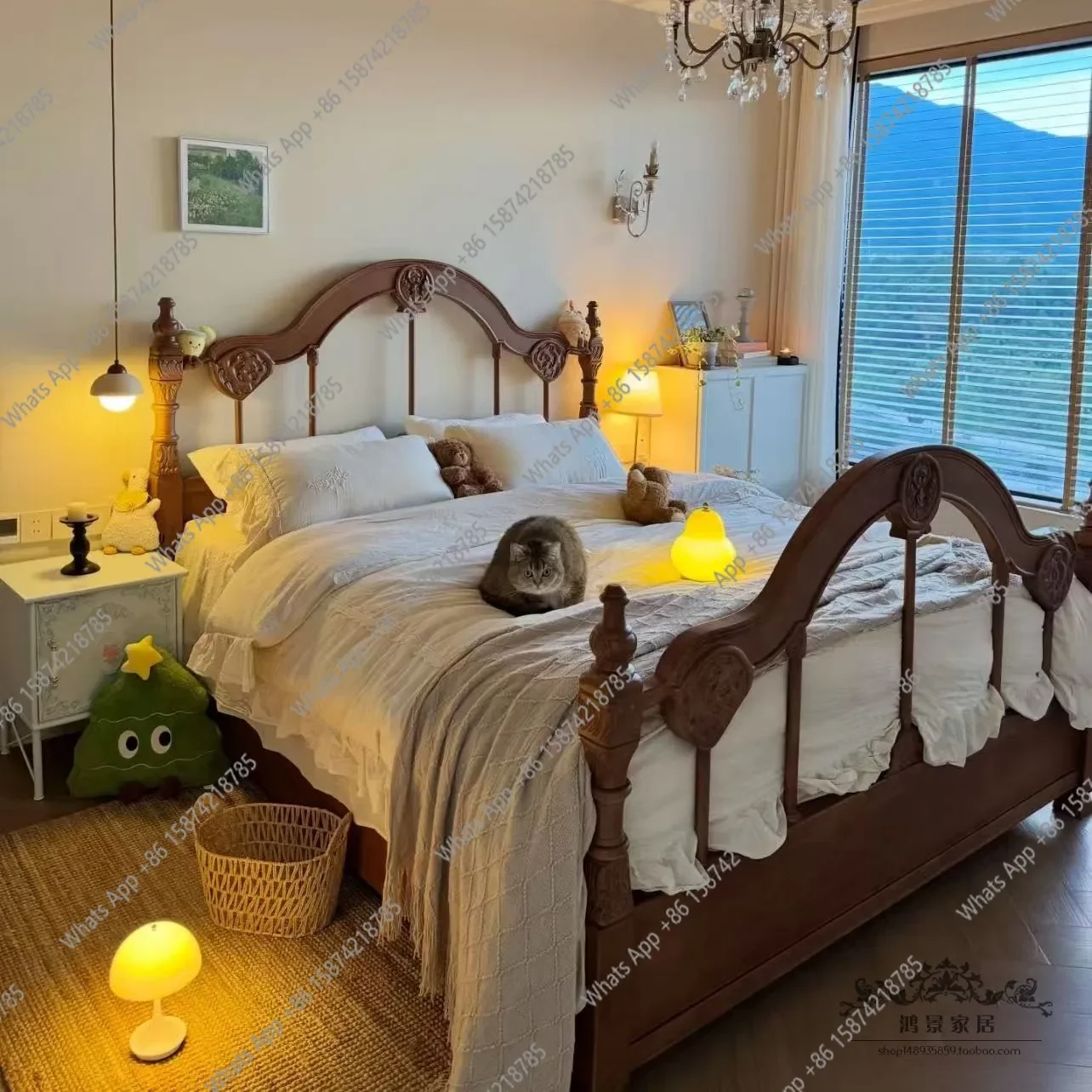 

MS MX Американская ретро резная кровать принцессы 1,5 м Французская антикварная двуспальная свадебная кровать для главной спальни 1,8 м Виндзорская кровать для стрельбы